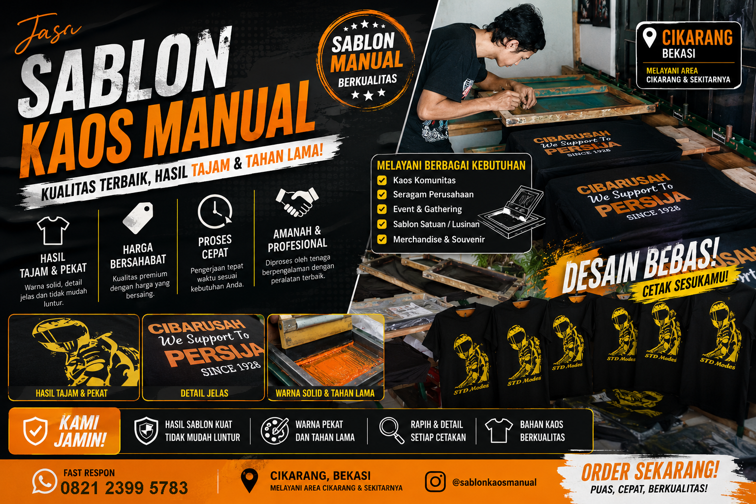 Jasa Sablon Kaos Manual di Cikarang